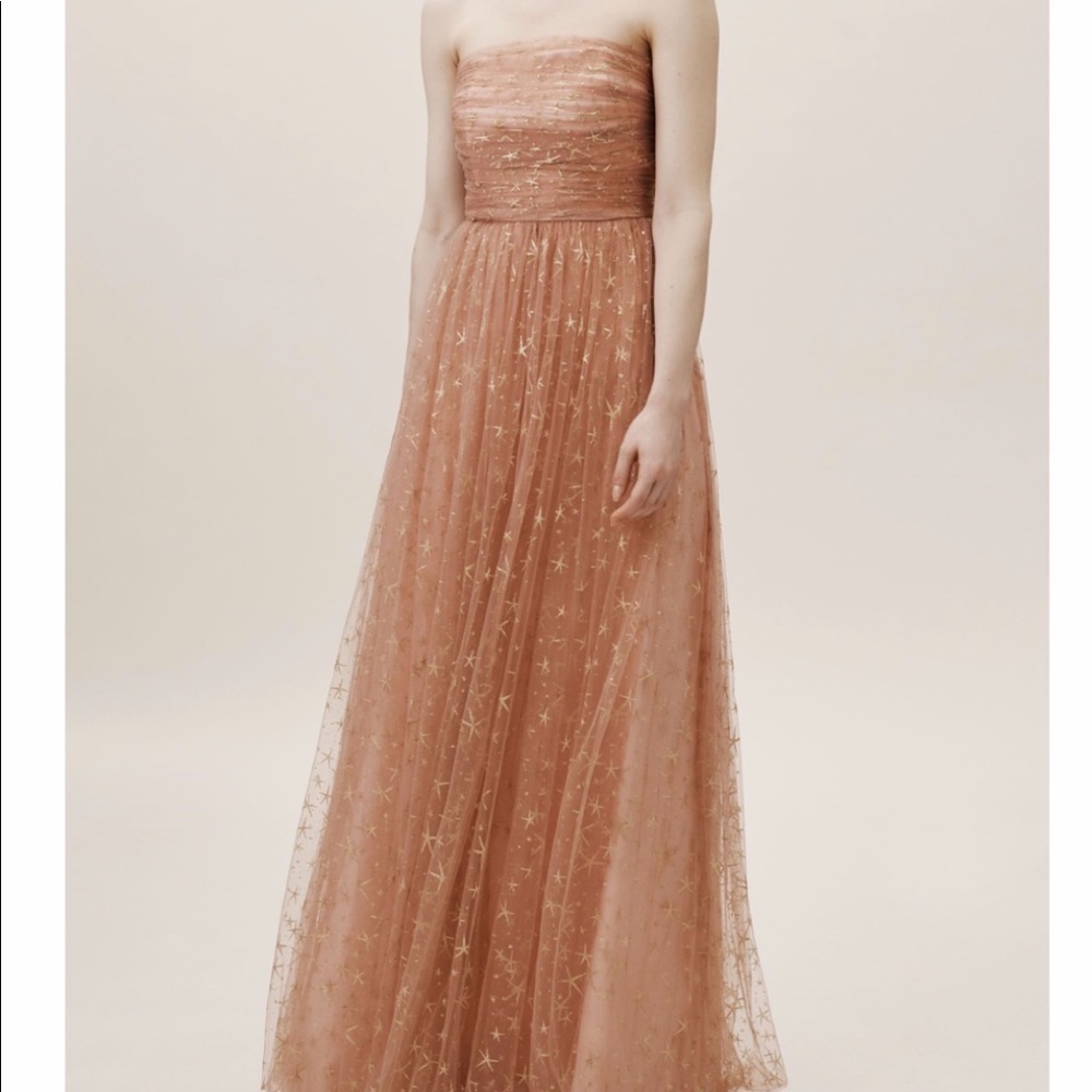 BHLDN Joanna August pink gold gown size 2